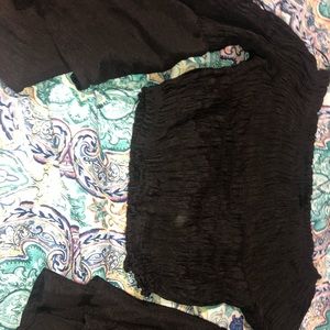 Black flare sleeve off the shoulder top
